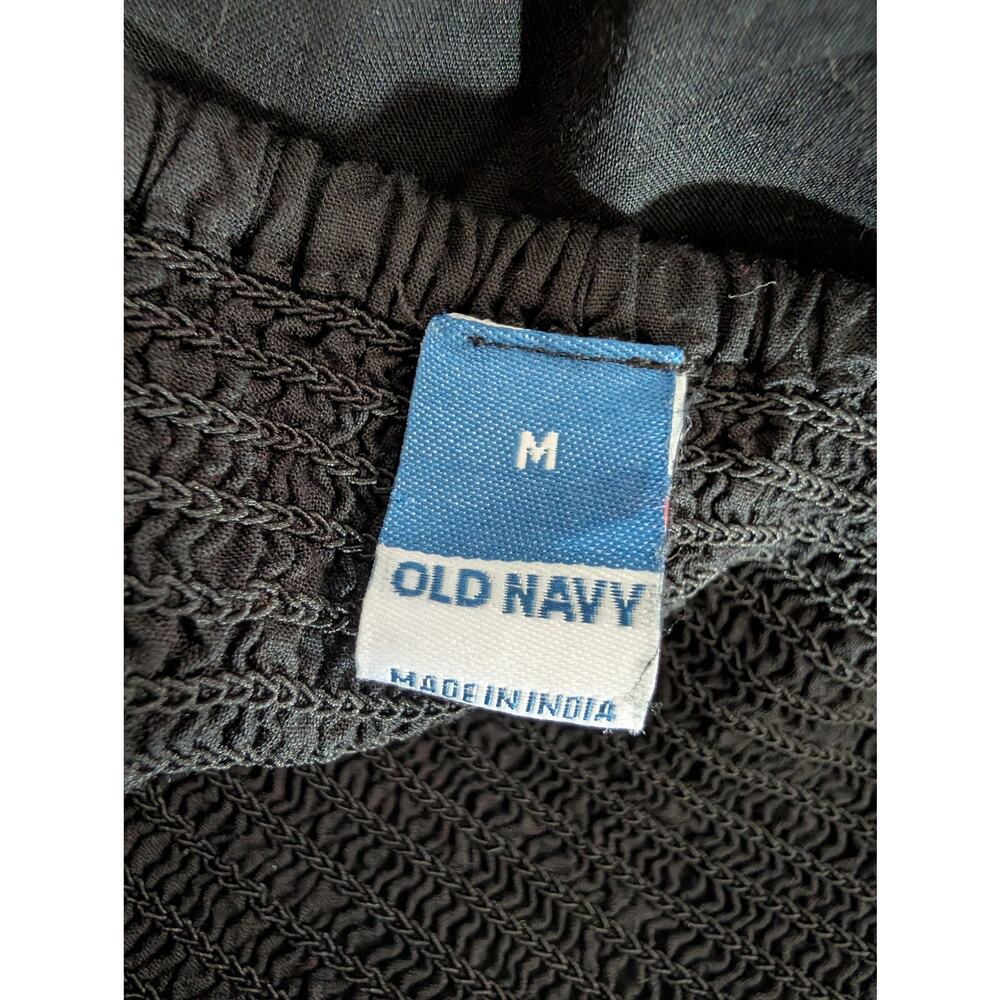 OLD NAVY! BLACK DRAPEY, FLOWING RUCHED BODICE LONG POUF SLEEVE DRESS! SZ M - Picture 8 of 10